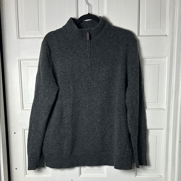Marine Layer Gray and Red Speckled Half-Zip Sweater Merino layer blend Large - Picture 1 of 11